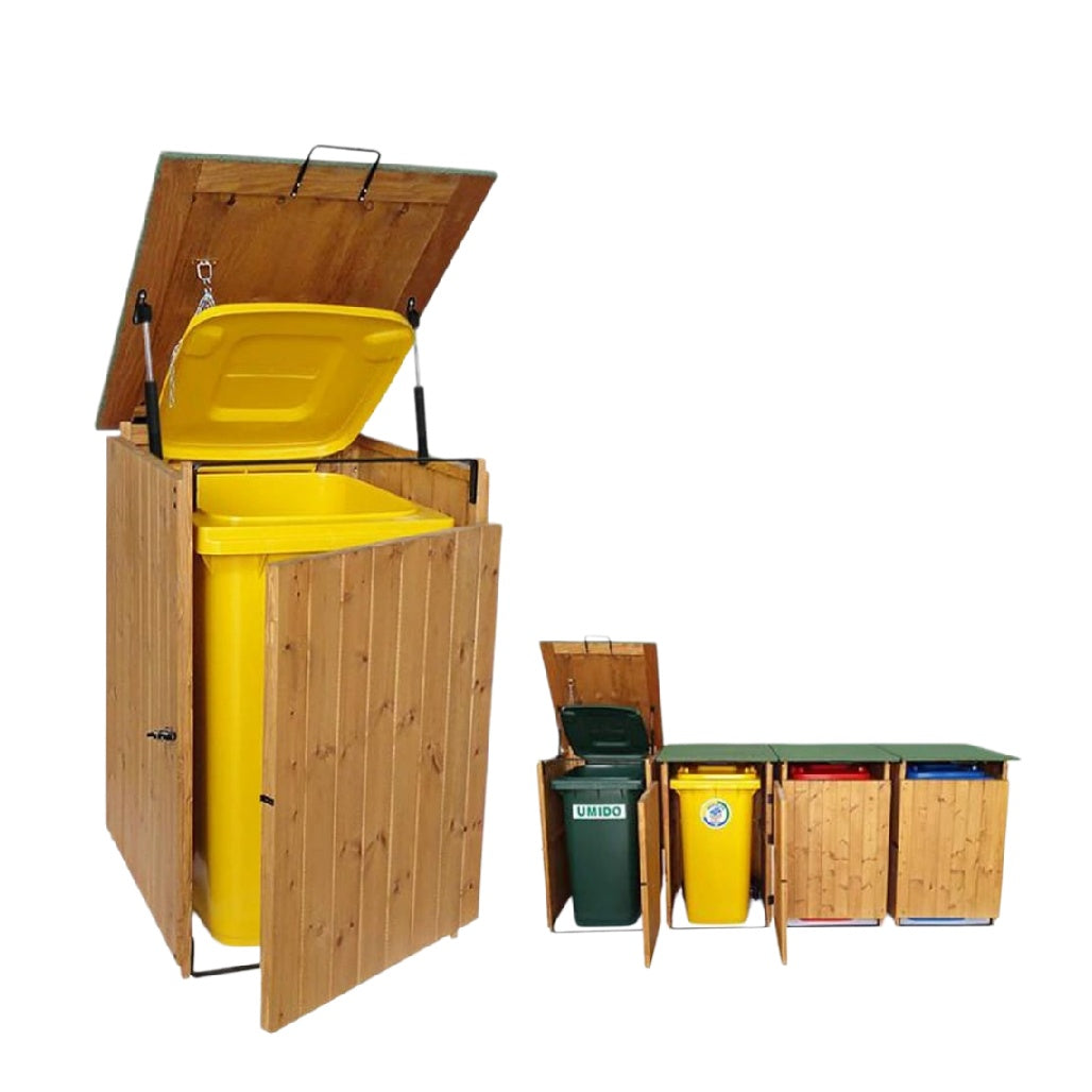 Coffre de rangement pour tri sélectif en bois - 100 x 80 x 120