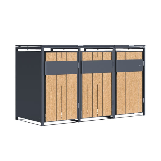 Mobilier de rangement pour extérieur en métal et bois - 200 x 80 x 120