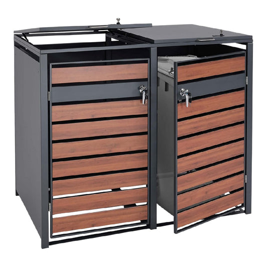 Meuble de rangement pour extérieur en métal et bois - 80 x 60 x 90